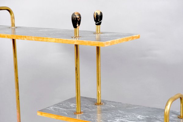 Mid-Century Console Table with Brass Handles, 1950s-CIP-782877