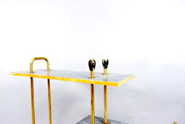 Mid-Century Console Table with Brass Handles, 1950s-CIP-782877