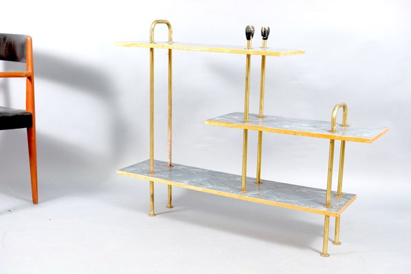 Mid-Century Console Table with Brass Handles, 1950s-CIP-782877