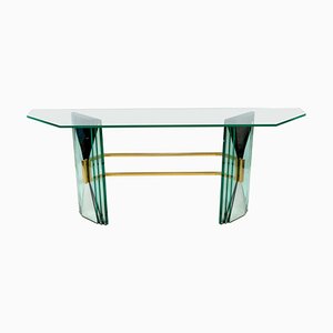 Mid-Century Console Table with Brass Support Attributed to Fontana Arte-MBH-1032333