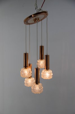 Mid-Century Copper & Glass Chandelier, 1970s-TZ-1157159