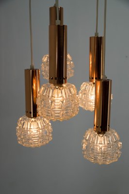 Mid-Century Copper & Glass Chandelier, 1970s-TZ-1157159