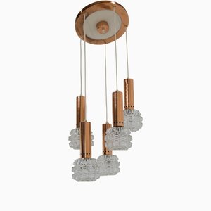 Mid-Century Copper & Glass Chandelier, 1970s-TZ-1157159