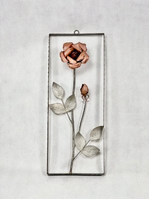 Mid-Century Copper Wall Decoration with Rose, Czech, 1950s-ZCY-1751860