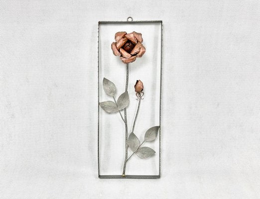 Mid-Century Copper Wall Decoration with Rose, Czech, 1950s-ZCY-1751860