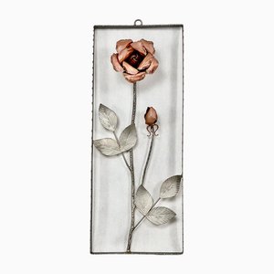 Mid-Century Copper Wall Decoration with Rose, Czech, 1950s-ZCY-1751860