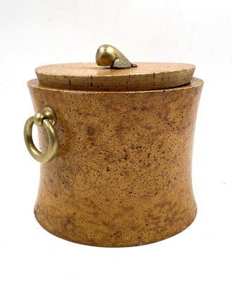 Mid-Century Cork and Brass Box, France, 1950s-TXN-1820085