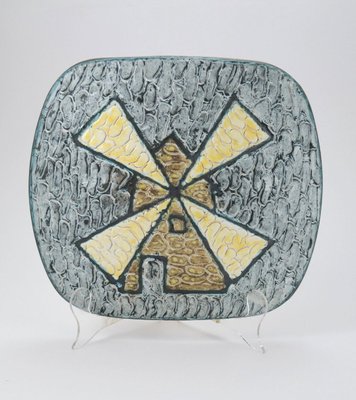 Mid-Century Cortina Glaze Ceramic Wall Light with Windmill Motive, 1970s-UWE-798139