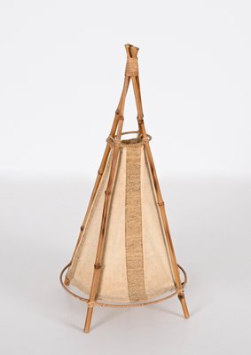 Mid-Century Cotton, Bamboo and Rattan Italian Table Lamp from Louis Sognot, 1950s-JDR-1407037