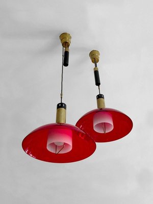 Mid-Century Counterweight Red Acrylic Glass Ceiling Lamps from Stilux Milano, Set of 2-NLF-772780