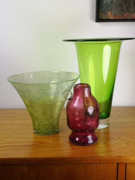 Mid-Century Cracked Veil Green Glass Vase, 1960s