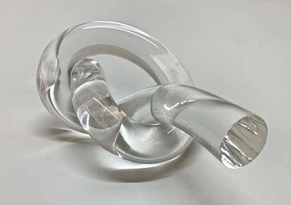 Mid-Century Crystal Acrylic Glass Knot Paperweight by Dorothy Thorpe-JDR-1125945