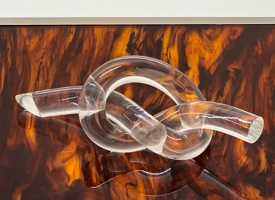 Mid-Century Crystal Acrylic Glass Knot Paperweight by Dorothy Thorpe-JDR-1125945