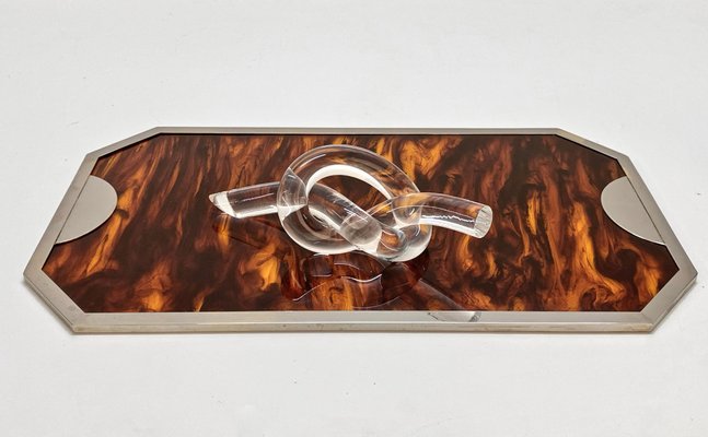 Mid-Century Crystal Acrylic Glass Knot Paperweight by Dorothy Thorpe-JDR-1125945