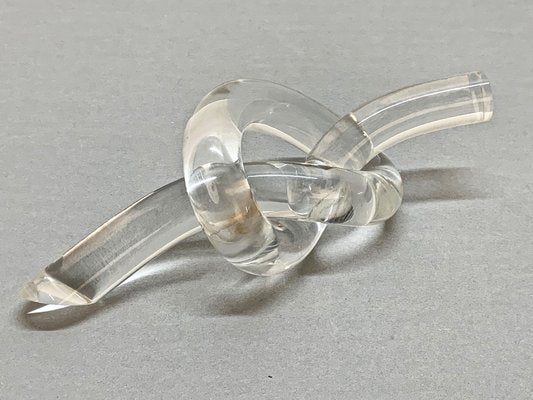 Mid-Century Crystal Acrylic Glass Knot Paperweight by Dorothy Thorpe-JDR-1125945