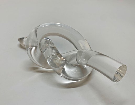 Mid-Century Crystal Acrylic Glass Knot Paperweight by Dorothy Thorpe-JDR-1125945