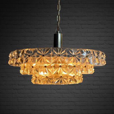 Mid-Century Crystal Ceiling Light attributed to Eriksmåla, Sweden, 1960s-LIV-1787984