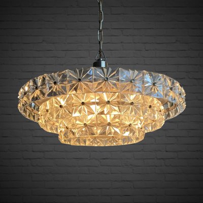 Mid-Century Crystal Ceiling Light attributed to Eriksmåla, Sweden, 1960s-LIV-1787984