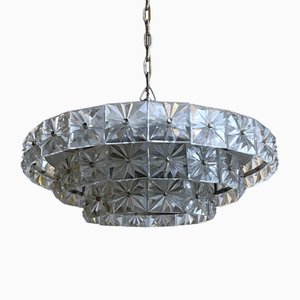 Mid-Century Crystal Ceiling Light attributed to Eriksmåla, Sweden, 1960s-LIV-1787984