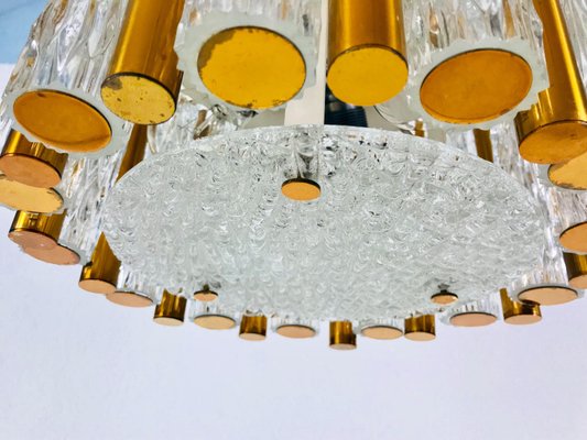 Mid-Century Crystal Ice Glass Round Chandelier from Kaiser Leuchten, 1960s-PUK-617906