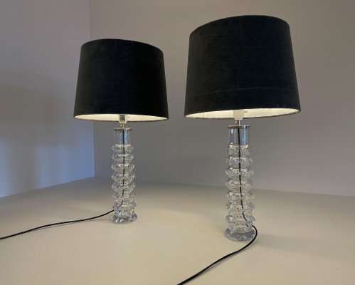 Mid-Century Crystal Lamps by Carl Fagerlund for Orrefors Sweden, 1970s, Set of 2-UYK-882906