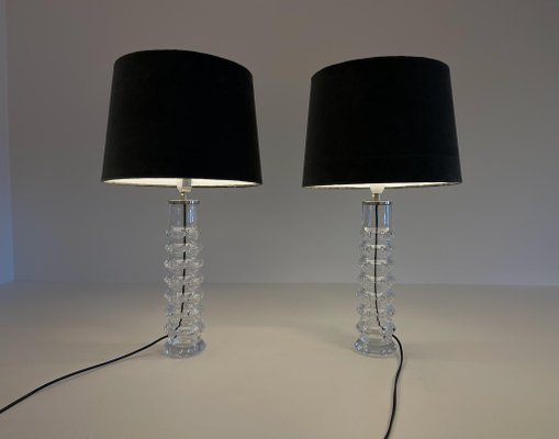 Mid-Century Crystal Lamps by Carl Fagerlund for Orrefors Sweden, 1970s, Set of 2-UYK-882906