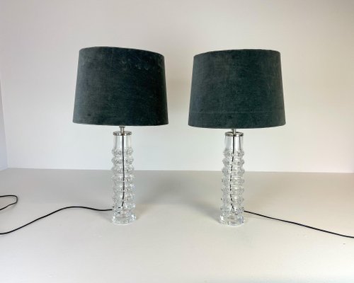 Mid-Century Crystal Lamps by Carl Fagerlund for Orrefors Sweden, 1970s, Set of 2-UYK-882906