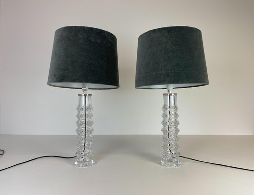 Mid-Century Crystal Lamps by Carl Fagerlund for Orrefors Sweden, 1970s, Set of 2-UYK-882906