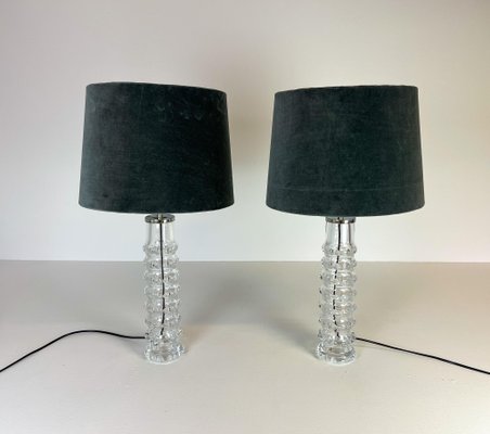 Mid-Century Crystal Lamps by Carl Fagerlund for Orrefors Sweden, 1970s, Set of 2-UYK-882906