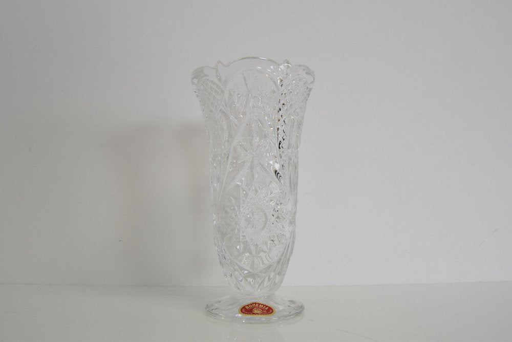 Mid-Century Crystal Vase, Bohemia, 1950s