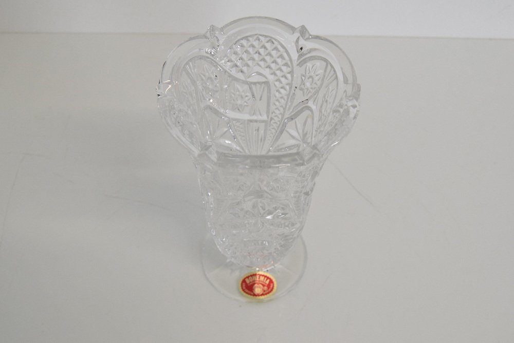 Mid-Century Crystal Vase, Bohemia, 1950s