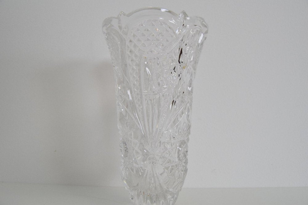 Mid-Century Crystal Vase, Bohemia, 1950s