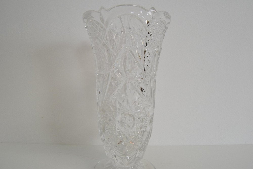 Mid-Century Crystal Vase, Bohemia, 1950s