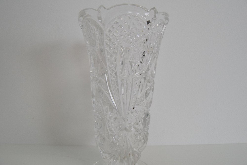 Mid-Century Crystal Vase, Bohemia, 1950s