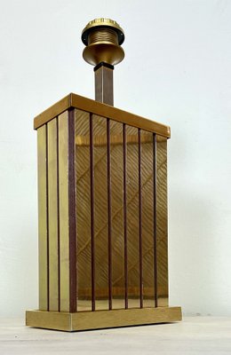 Mid-Century Cube Shaped Brass Table Lamp, 1970s-WZZ-1328042