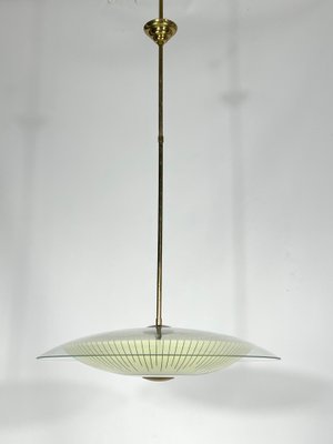 Mid-Century Curved Glass Disc Chandelier in the Style of Fontana Arte, 1950s-OT-1299663