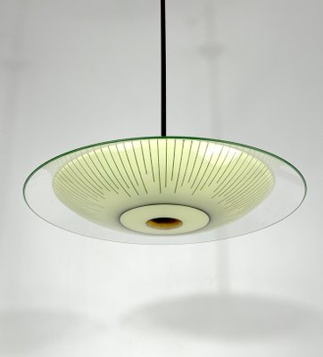 Mid-Century Curved Glass Disc Chandelier in the Style of Fontana Arte, 1950s-OT-1299663