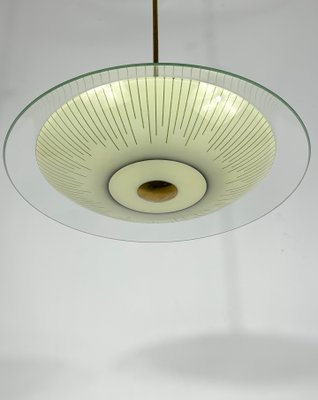 Mid-Century Curved Glass Disc Chandelier in the Style of Fontana Arte, 1950s-OT-1299663