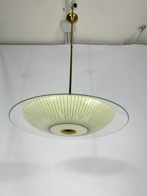 Mid-Century Curved Glass Disc Chandelier in the Style of Fontana Arte, 1950s-OT-1299663