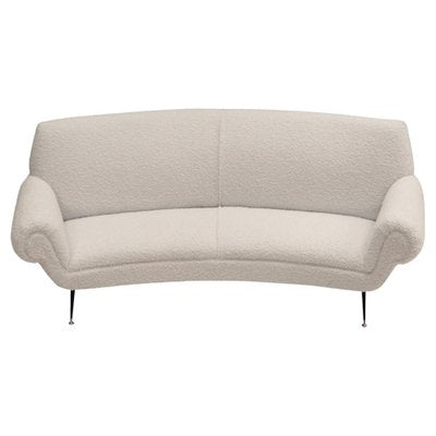 Mid-Century Curved Sofa in White Bouclé with 6 Legs by Gigi Radice for Minotti, 1950s-UZ-1781011