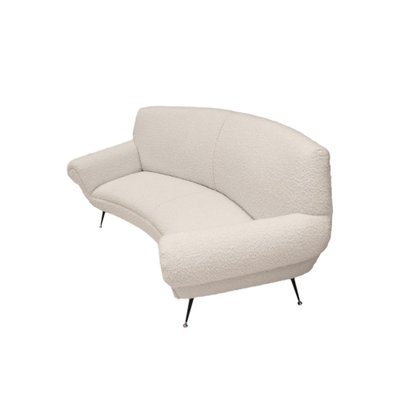 Mid-Century Curved Sofa in White Bouclé with 6 Legs by Gigi Radice for Minotti, 1950s-UZ-1781011