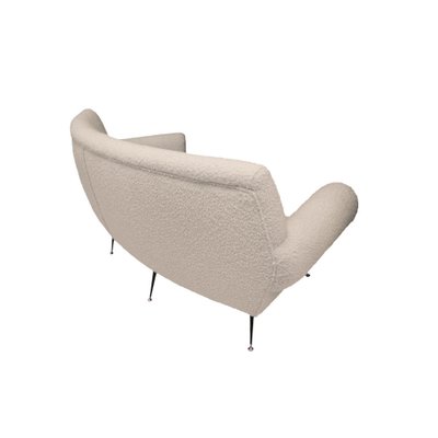 Mid-Century Curved Sofa in White Bouclé with 6 Legs by Gigi Radice for Minotti, 1950s-UZ-1781011