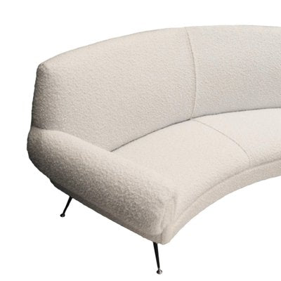 Mid-Century Curved Sofa in White Bouclé with 6 Legs by Gigi Radice for Minotti, 1950s-UZ-1781011