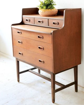 Mid-Century Curvy Dressing Table in Teak with Pull Out Mirror-OXJ-1389845