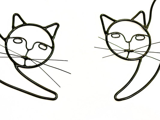 Mid-Century Czech One Line Drawing Wall Wire Artworks with Cat, 1950s, Set of 2