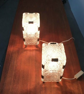 Mid-Century Czech Ussr Glass Table Lamps from Lustry Kamenický Šenov, 1960s, Set of 2-UAH-2027932