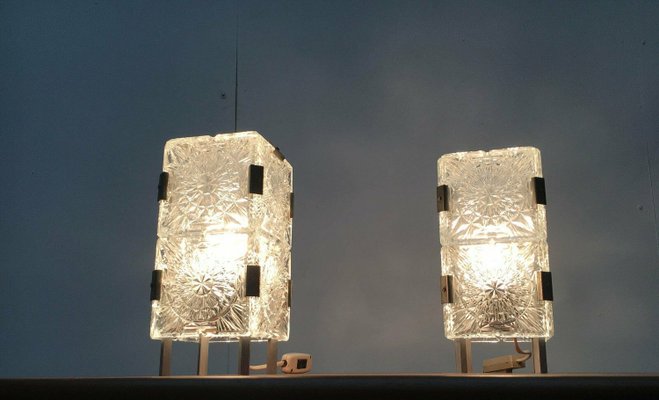 Mid-Century Czech Ussr Glass Table Lamps from Lustry Kamenický Šenov, 1960s, Set of 2-UAH-2027932