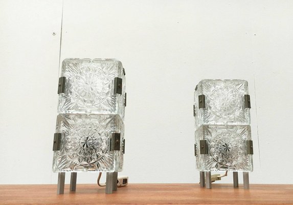 Mid-Century Czech Ussr Glass Table Lamps from Lustry Kamenický Šenov, 1960s, Set of 2-UAH-2027932