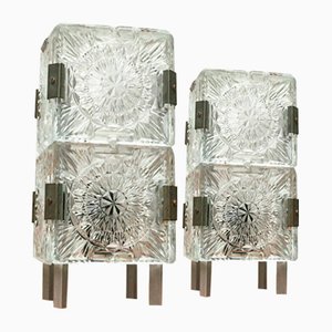 Mid-Century Czech Ussr Glass Table Lamps from Lustry Kamenický Šenov, 1960s, Set of 2-UAH-2027932