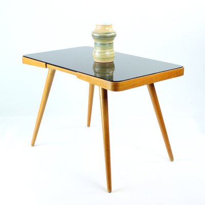 Mid-Century Czechoslovakian Coffee Table in Oak and Black Glass from Cesky Nabytek, 1960s-UL-1314616